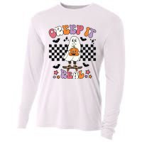 Vintage Retro Halloween Creep It Real Ghost Boy Fall Season Cooling Performance Long Sleeve Crew