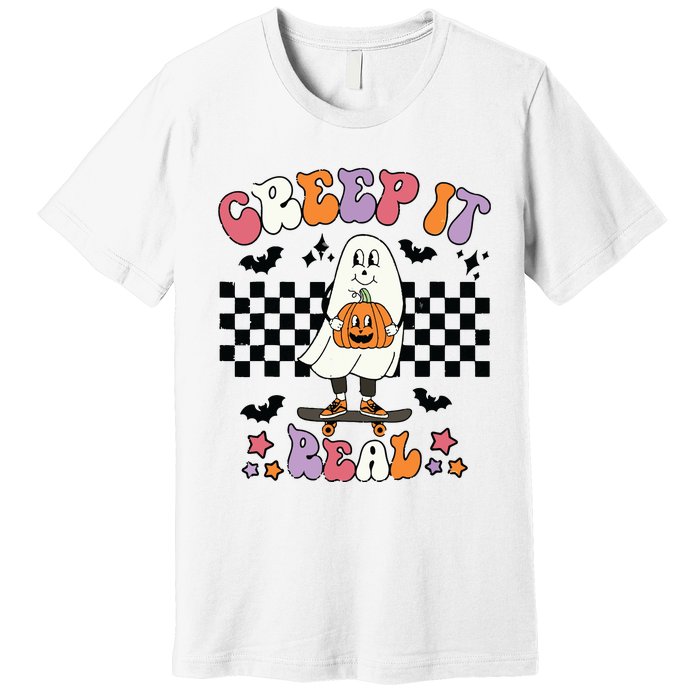 Vintage Retro Halloween Creep It Real Ghost Boy Fall Season Premium T-Shirt