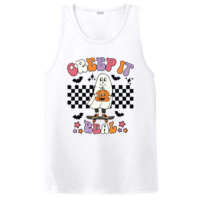 Vintage Retro Halloween Creep It Real Ghost Boy Fall Season PosiCharge Competitor Tank