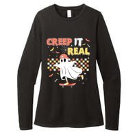 Vintage Retro Halloween Creep It Real Ghost Boy Fall Womens CVC Long Sleeve Shirt