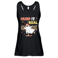 Vintage Retro Halloween Creep It Real Ghost Boy Fall Ladies Essential Flowy Tank