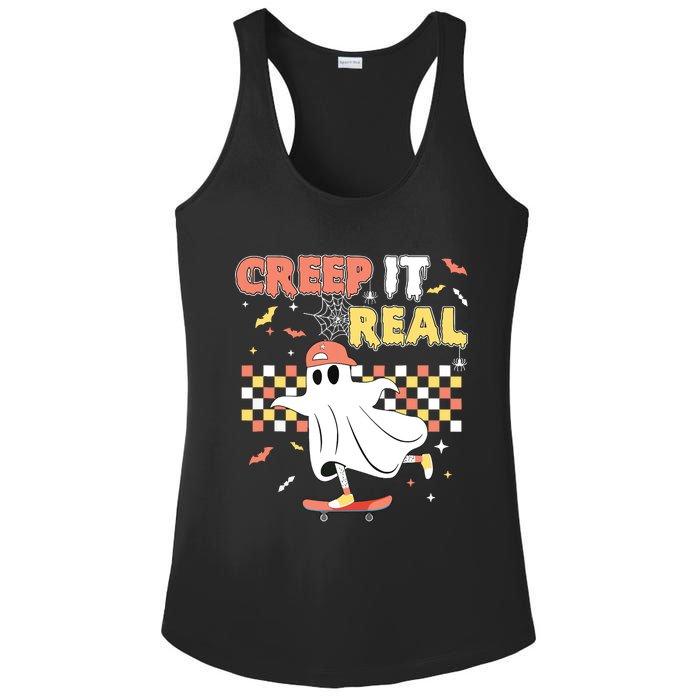 Vintage Retro Halloween Creep It Real Ghost Boy Fall Ladies PosiCharge Competitor Racerback Tank