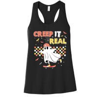 Vintage Retro Halloween Creep It Real Ghost Boy Fall Women's Racerback Tank