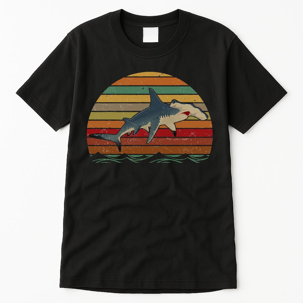 Vintage Retro Hammerhead Shark Funny Tall T-Shirt