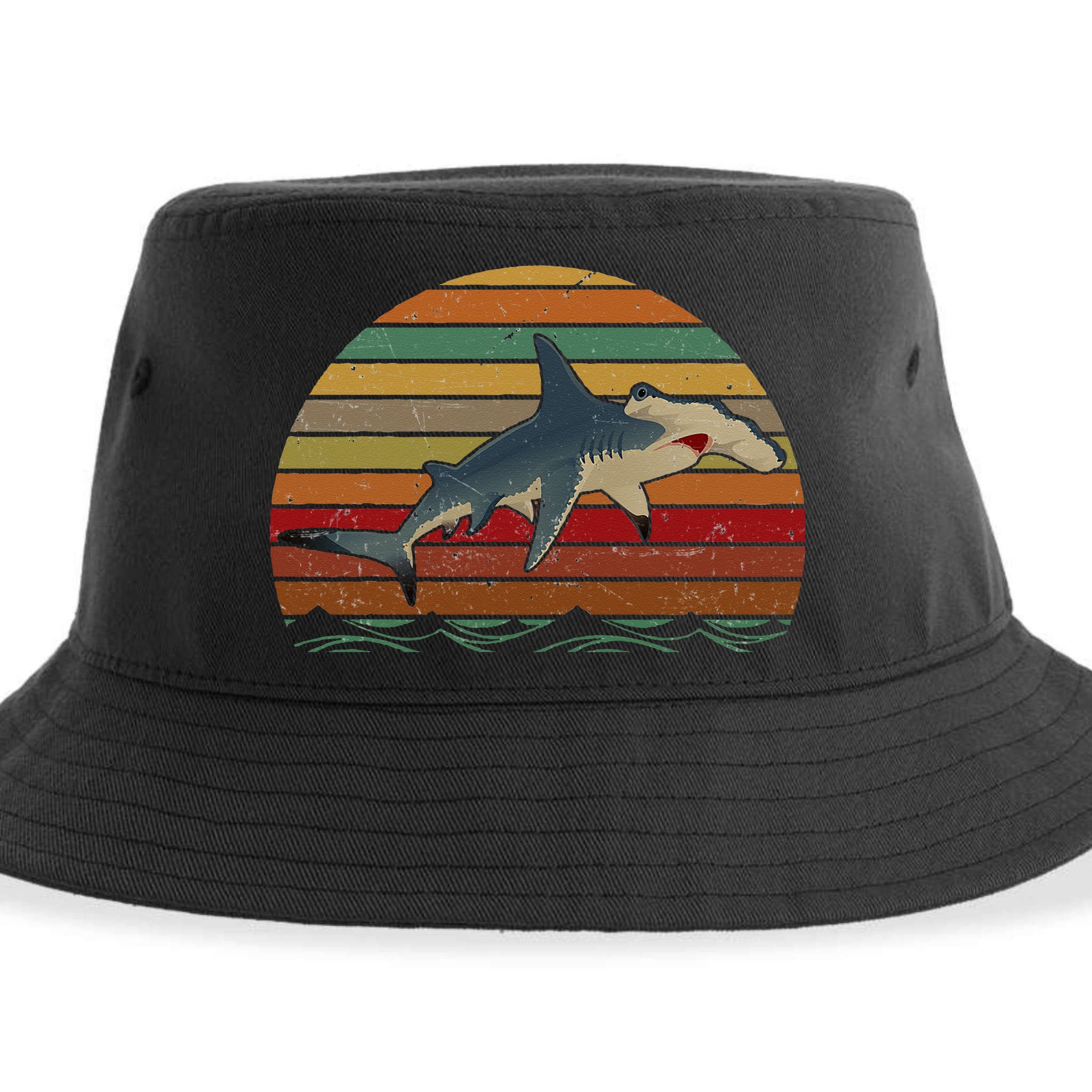 Vintage Retro Hammerhead Shark Funny Sustainable Bucket Hat