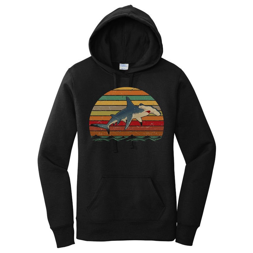 Vintage Retro Hammerhead Shark Funny Women's Pullover Hoodie