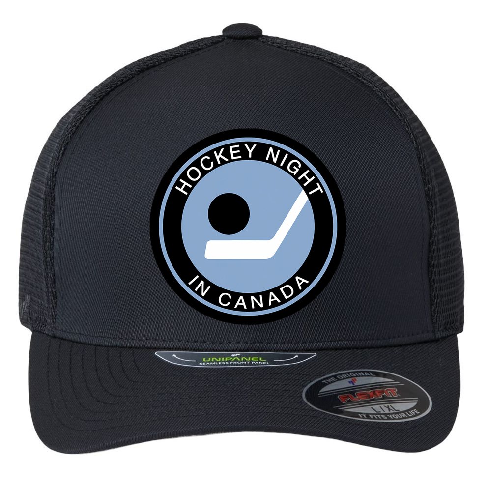 Vintage Retro Hockey Night In Canada Hockey Player Team Flexfit Unipanel Trucker Cap
