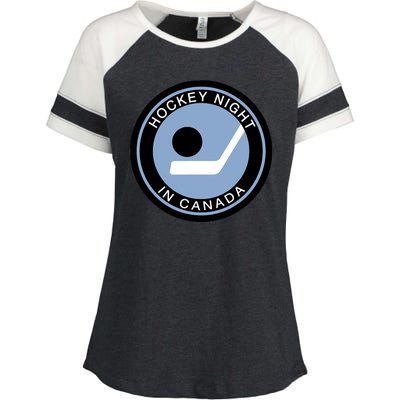 Vintage Retro Hockey Night In Canada Hockey Player Team Enza Ladies Jersey Colorblock Tee