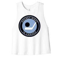 Vintage Retro Hockey Night In Canada Hockey Player Team Women's Racerback Cropped Tank