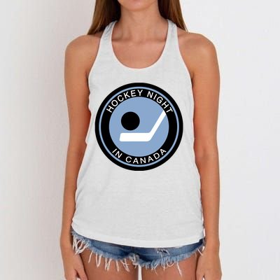 Vintage Retro Hockey Night In Canada Hockey Player Team Women's Knotted Racerback Tank