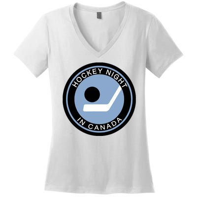 Vintage Retro Hockey Night In Canada Hockey Player Team Women's V-Neck T-Shirt