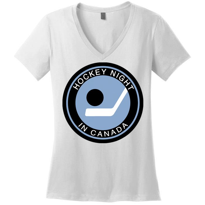 Vintage Retro Hockey Night In Canada Hockey Player Team Women's V-Neck T-Shirt