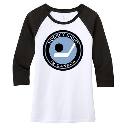 Vintage Retro Hockey Night In Canada Hockey Player Team Women's Tri-Blend 3/4-Sleeve Raglan Shirt