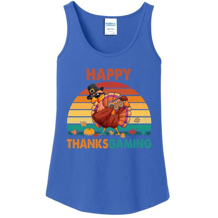 Vintage Retro Happy Thanksgiving Gaming Dabbing Turkey Gamer Cute Gift Ladies Essential Tank