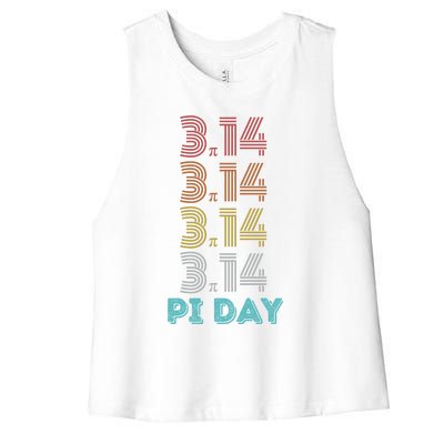 Vintage Retro Happy Pi Day Mathematic Math Teacher Cool Gift Women's Racerback Cropped Tank