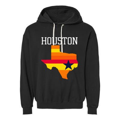 Vintage Retro Houston Texas Garment-Dyed Fleece Hoodie