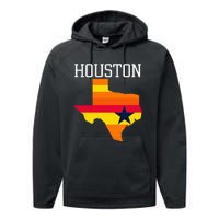 Vintage Retro Houston Texas Performance Fleece Hoodie