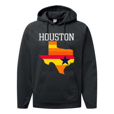 Vintage Retro Houston Texas Performance Fleece Hoodie