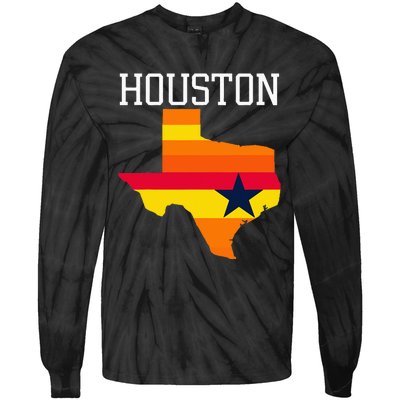 Vintage Retro Houston Texas Tie-Dye Long Sleeve Shirt