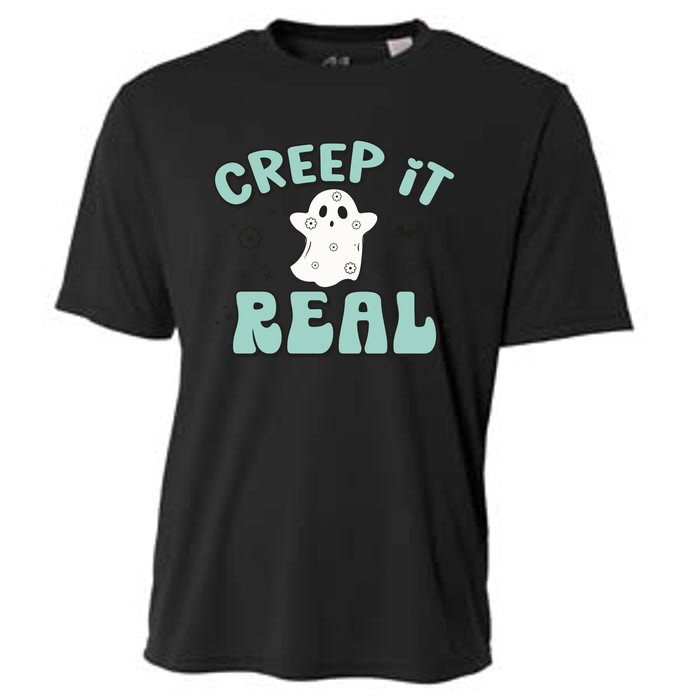 Vintage Retro Halloween Creep It Real Ghost Boy Fall Season Gift Cooling Performance Crew T-Shirt