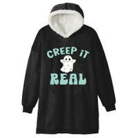 Vintage Retro Halloween Creep It Real Ghost Boy Fall Season Gift Hooded Wearable Blanket