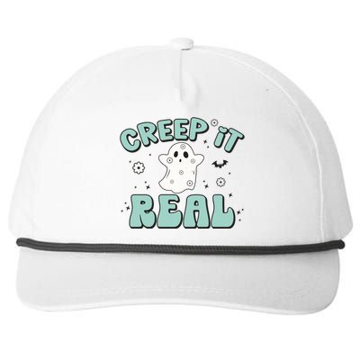 Vintage Retro Halloween Creep It Real Ghost Boy Fall Season Gift Snapback Five-Panel Rope Hat