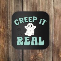 Vintage Retro Halloween Creep It Real Ghost Boy Fall Season Gift Coaster