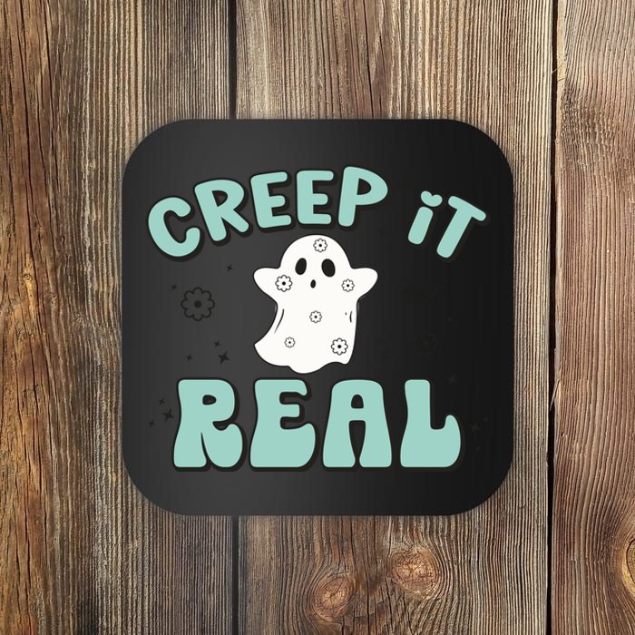 Vintage Retro Halloween Creep It Real Ghost Boy Fall Season Gift Coaster