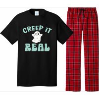 Vintage Retro Halloween Creep It Real Ghost Boy Fall Season Gift Pajama Set