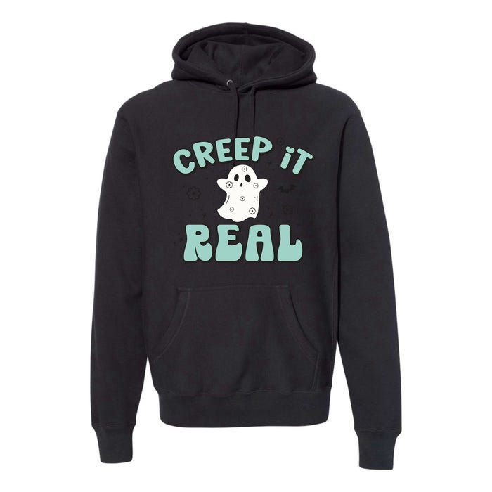 Vintage Retro Halloween Creep It Real Ghost Boy Fall Season Gift Premium Hoodie