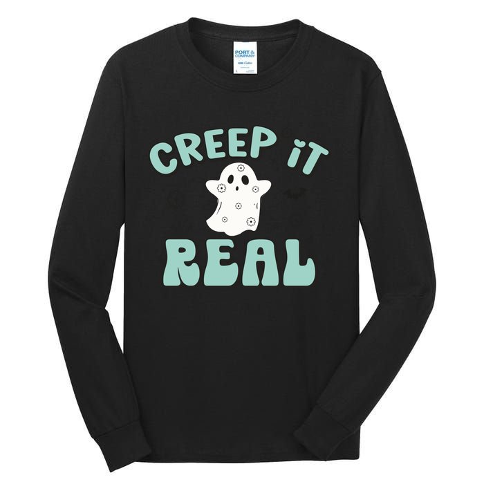 Vintage Retro Halloween Creep It Real Ghost Boy Fall Season Gift Tall Long Sleeve T-Shirt