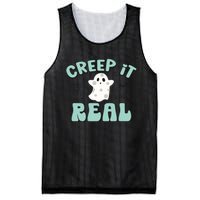 Vintage Retro Halloween Creep It Real Ghost Boy Fall Season Gift Mesh Reversible Basketball Jersey Tank