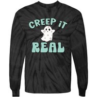 Vintage Retro Halloween Creep It Real Ghost Boy Fall Season Gift Tie-Dye Long Sleeve Shirt