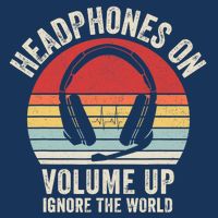Vintage Retro Headphones On Volume Up Ignore The World 16 in Basic Backpack