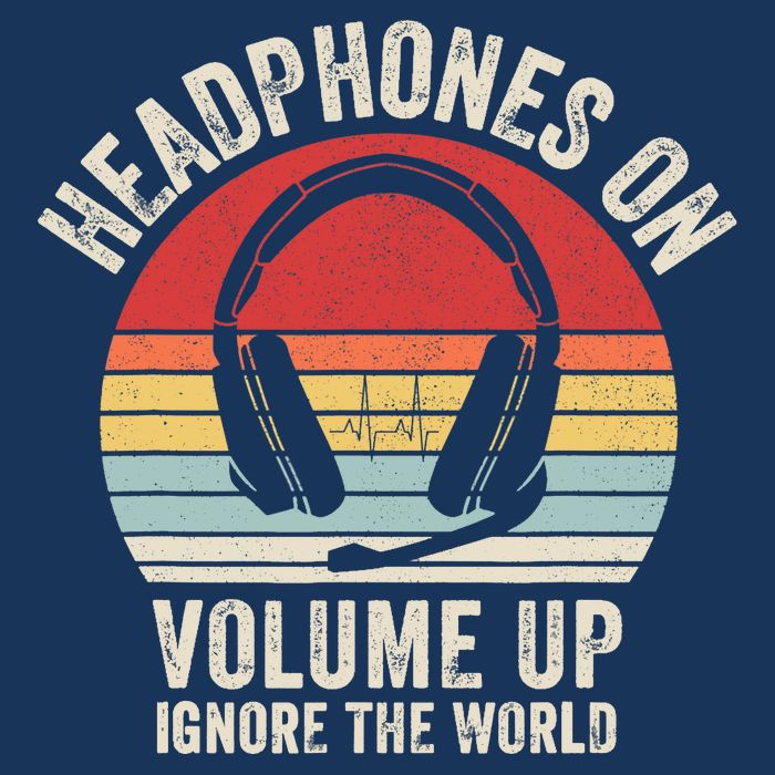 Vintage Retro Headphones On Volume Up Ignore The World 16 in Basic Backpack