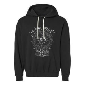 Vikings Rise Hammer Of Thor Norse Mythology Garment-Dyed Fleece Hoodie