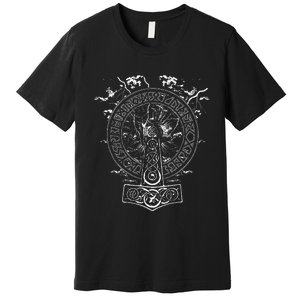 Vikings Rise Hammer Of Thor Norse Mythology Premium T-Shirt