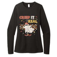 Vintage Retro Halloween Creep It Real Ghost Boy Fall Womens CVC Long Sleeve Shirt