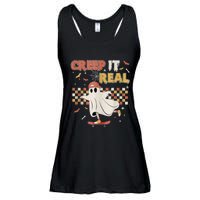 Vintage Retro Halloween Creep It Real Ghost Boy Fall Ladies Essential Flowy Tank