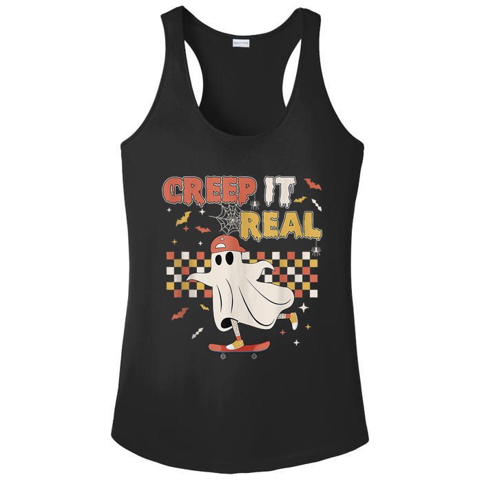 Vintage Retro Halloween Creep It Real Ghost Boy Fall Ladies PosiCharge Competitor Racerback Tank