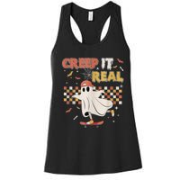 Vintage Retro Halloween Creep It Real Ghost Boy Fall Women's Racerback Tank