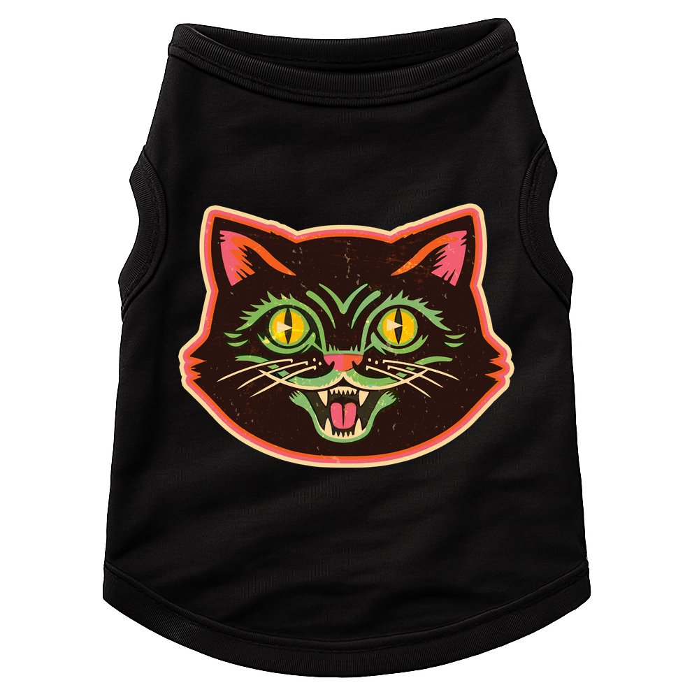 Vintage Retro Halloween Cat Face Doggie Tank