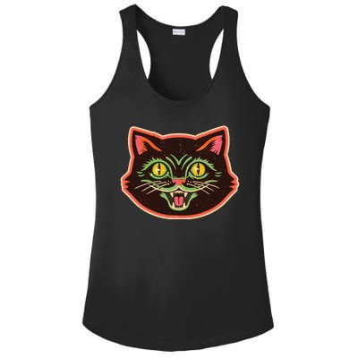 Vintage Retro Halloween Cat Face Ladies PosiCharge Competitor Racerback Tank