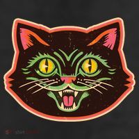 Vintage Retro Halloween Cat Face Trucker Hat