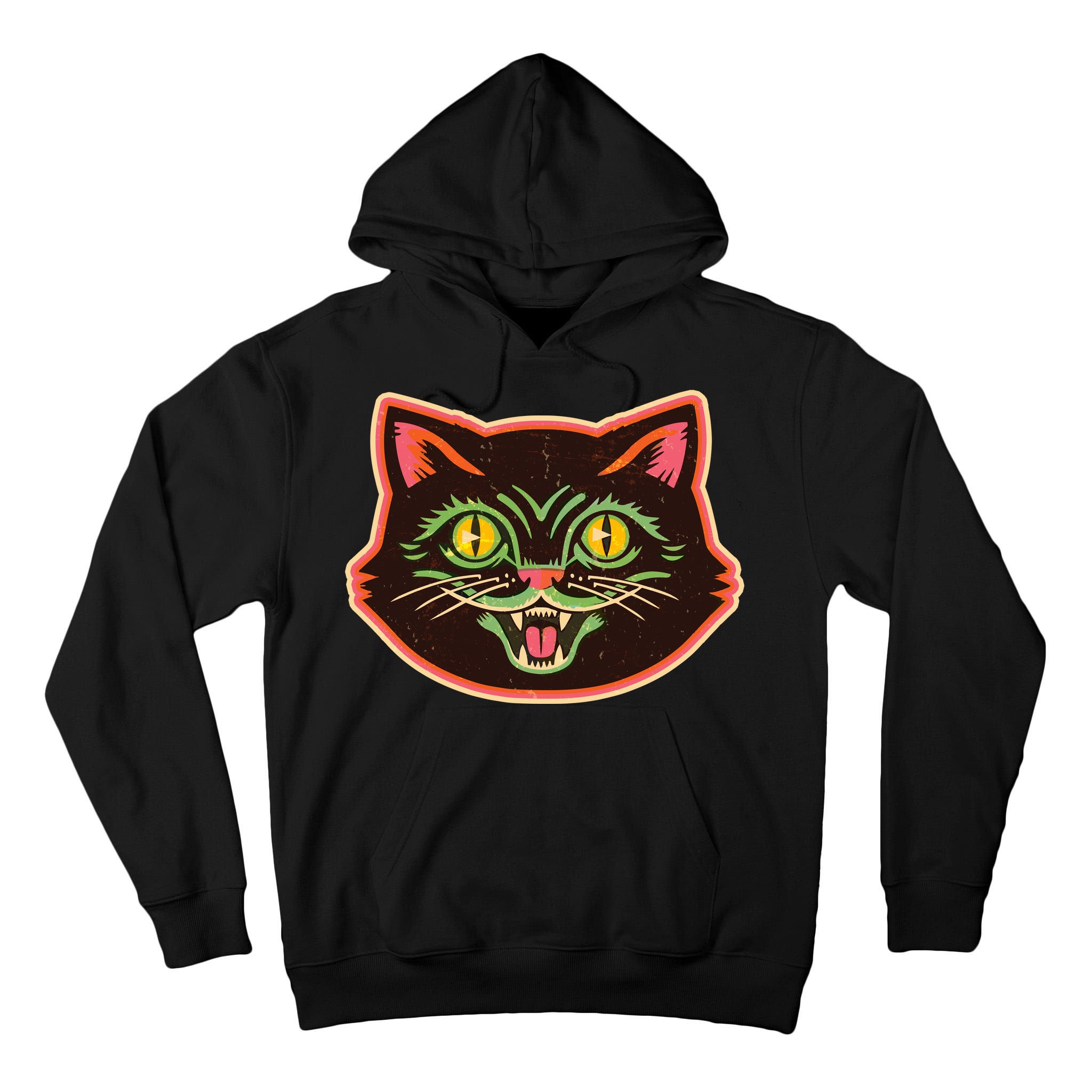 Vintage Retro Halloween Cat Face Tall Hoodie