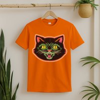 Vintage Retro Halloween Cat Face T-Shirt