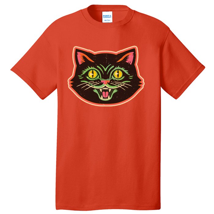 Vintage Retro Halloween Cat Face Tall T-Shirt