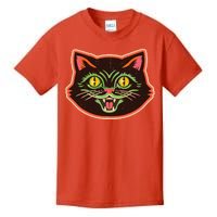 Vintage Retro Halloween Cat Face Kids T-Shirt