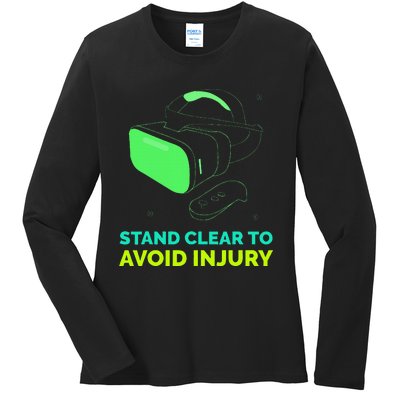 Virtual Reality Hazard Vr Stay Clear To Avoid Injury Ladies Long Sleeve Shirt