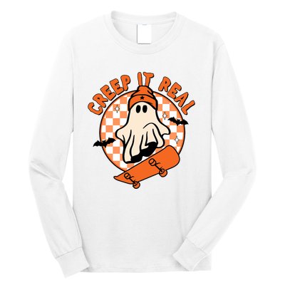 Vintage Retro Halloween Creep It Real Ghost Boy Fall Season Long Sleeve Shirt